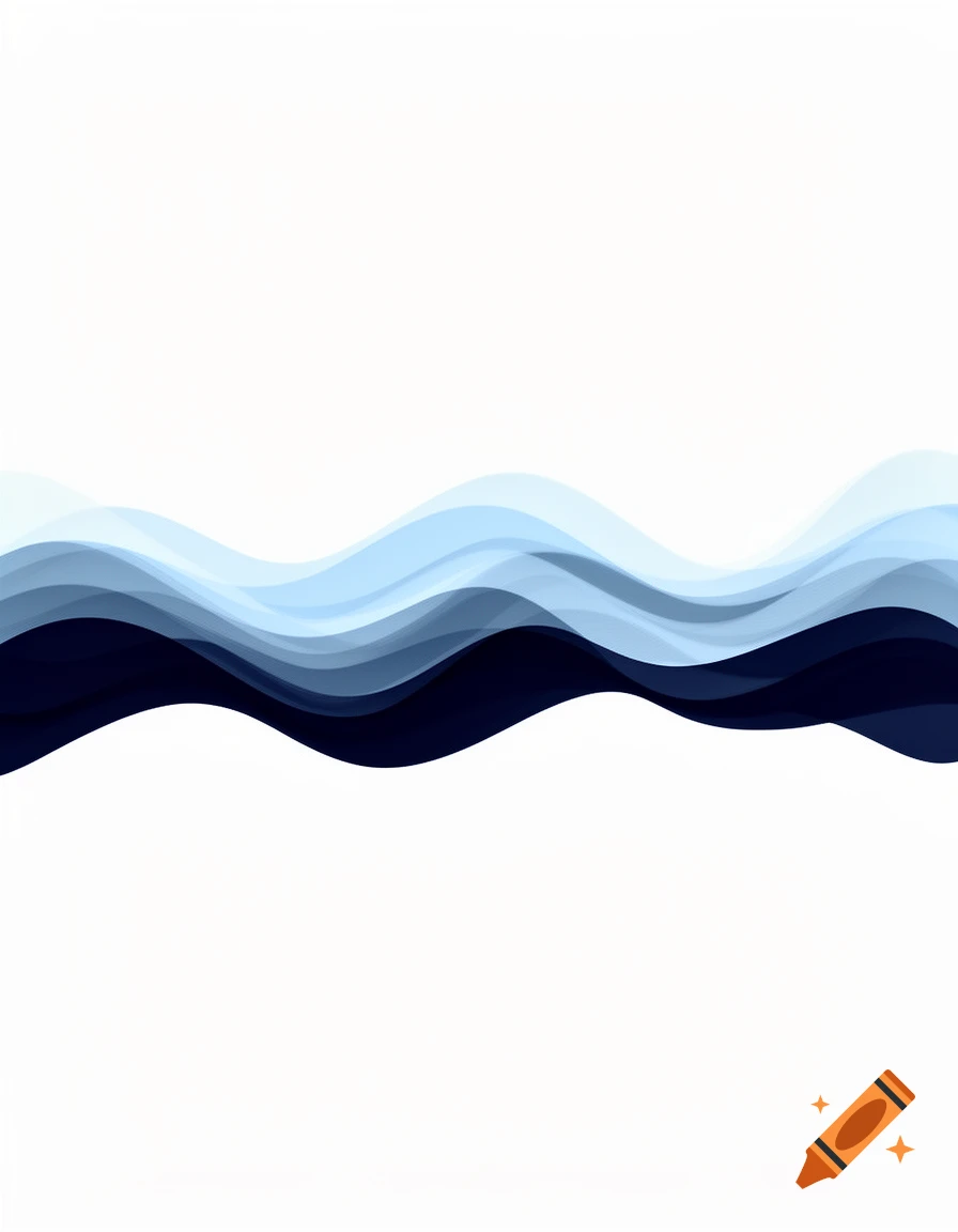 Abstract image with multiple horizontal wavy lines in shades of blue, from dark at the bottom to light at the top, against a white background.
