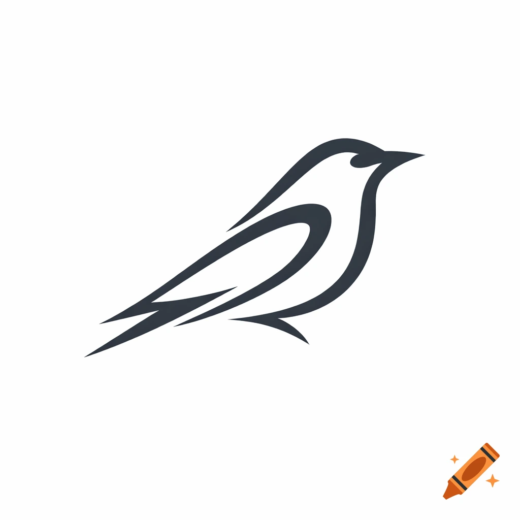 A simplistic line art logo depicting a blackbird.