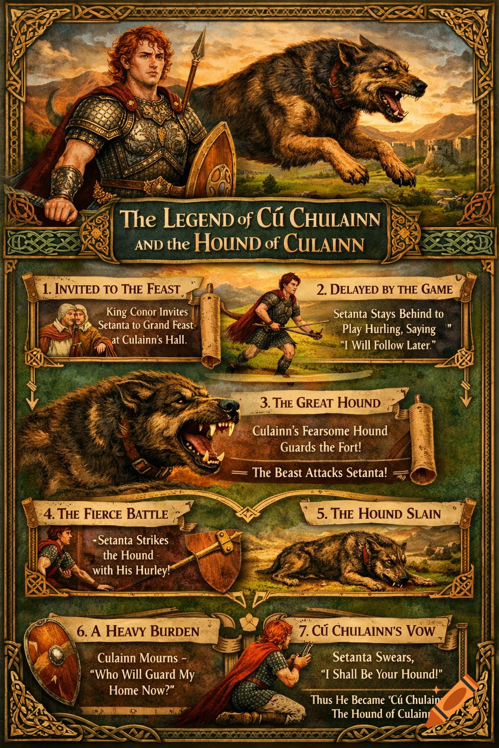 Detailed Infographic Illustrating The Legend Of C Chulainn And The detailed-infographic-illustrating-the-legend-of-c-chulainn-and-the