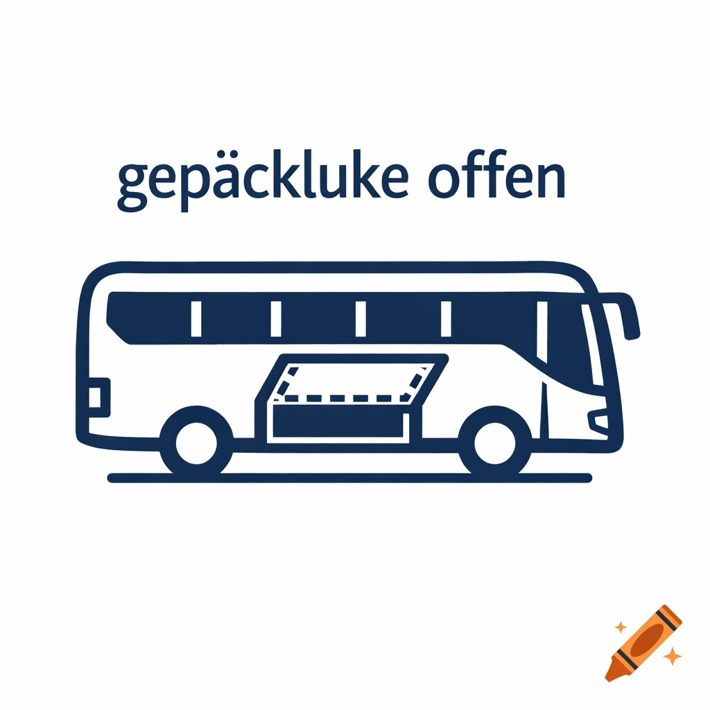 An icon of a bus with an open luggage compartment, with the German text 'gepäckluke offen' above it.