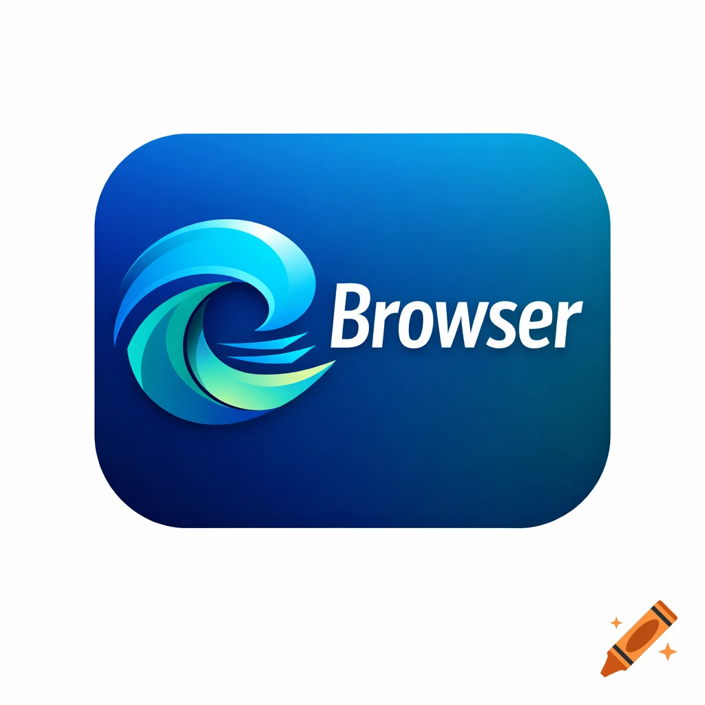 A minimalist app icon for a web browser, featuring a stylized blue and green wave, and the word 'Browser' on a blue gradient background.