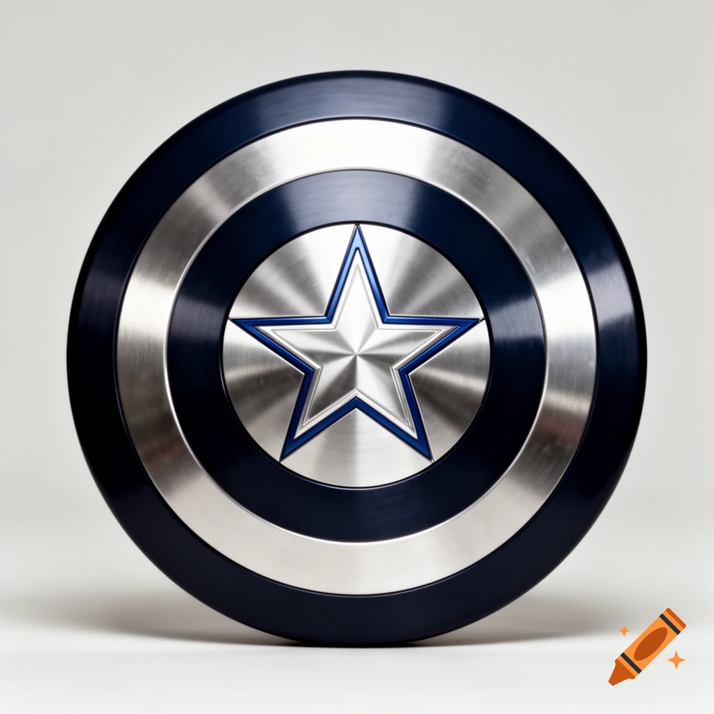 A photorealistic dark navy and silver shield with a Dallas Cowboys star in the center.