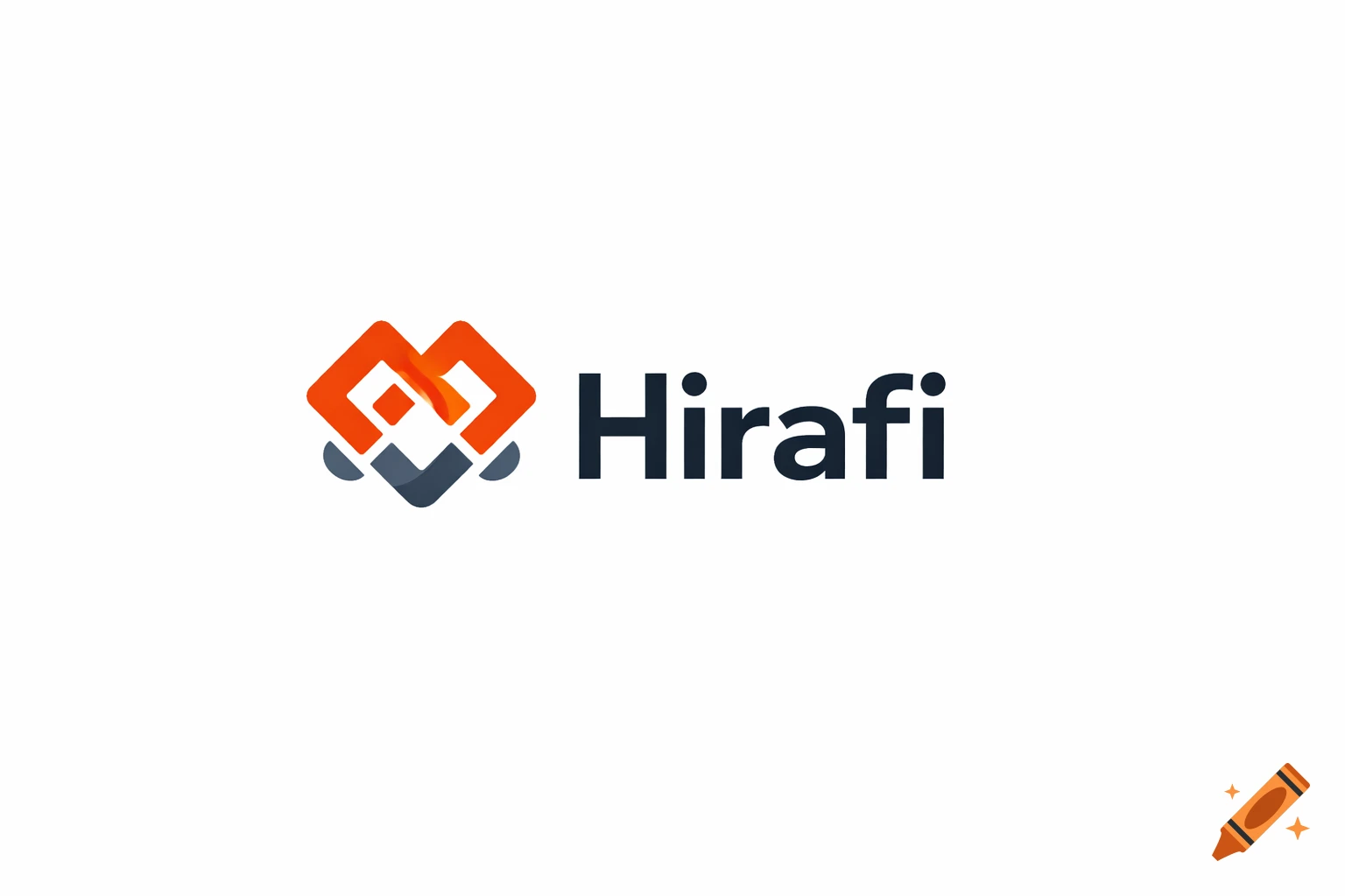 Modern minimalist Hirafi logo featuring an abstract orange and dark gray geometric icon next to the bold wordmark "Hirafi".