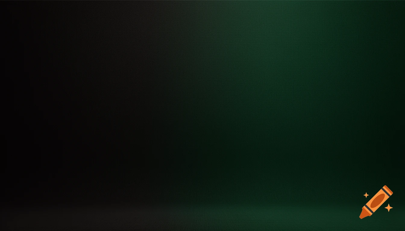 Dark black to dark green gradient background with a subtle textured appearance, resembling a studio corner.