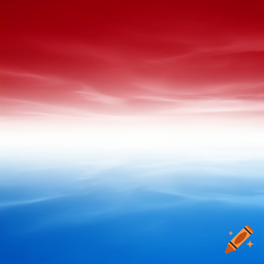 Vertical gradient background with red at the top, white in the middle, and blue at the bottom, featuring soft cloud-like textures.