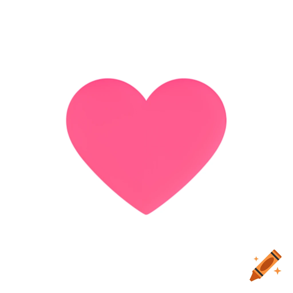 A solid pink heart on a white background.