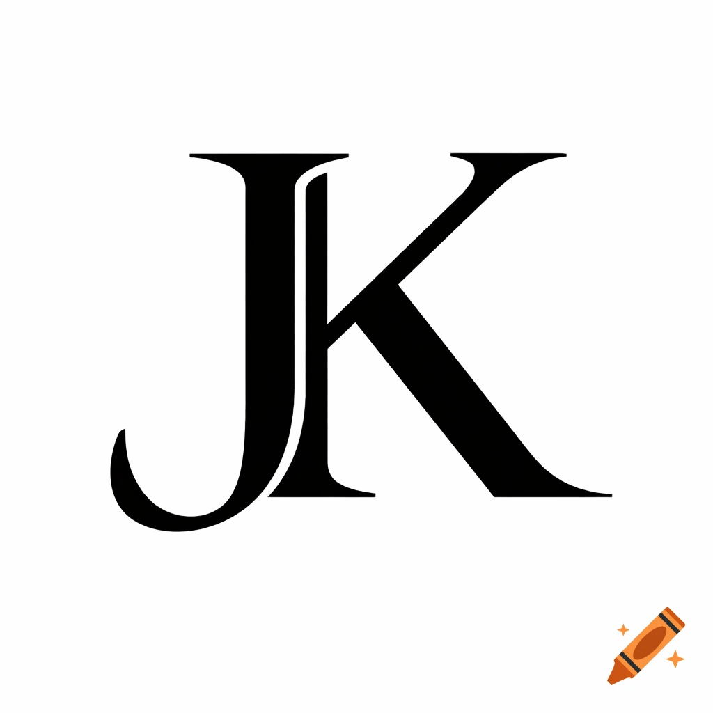 Black and white monogram of the serif letters JK.
