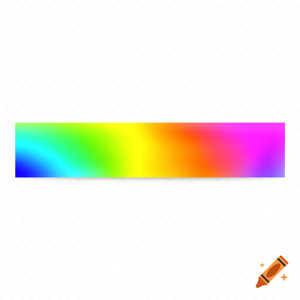 A horizontal bar featuring a smooth, vibrant rainbow gradient transitioning from blue, green, yellow, orange, red, to magenta, on a transparent background.