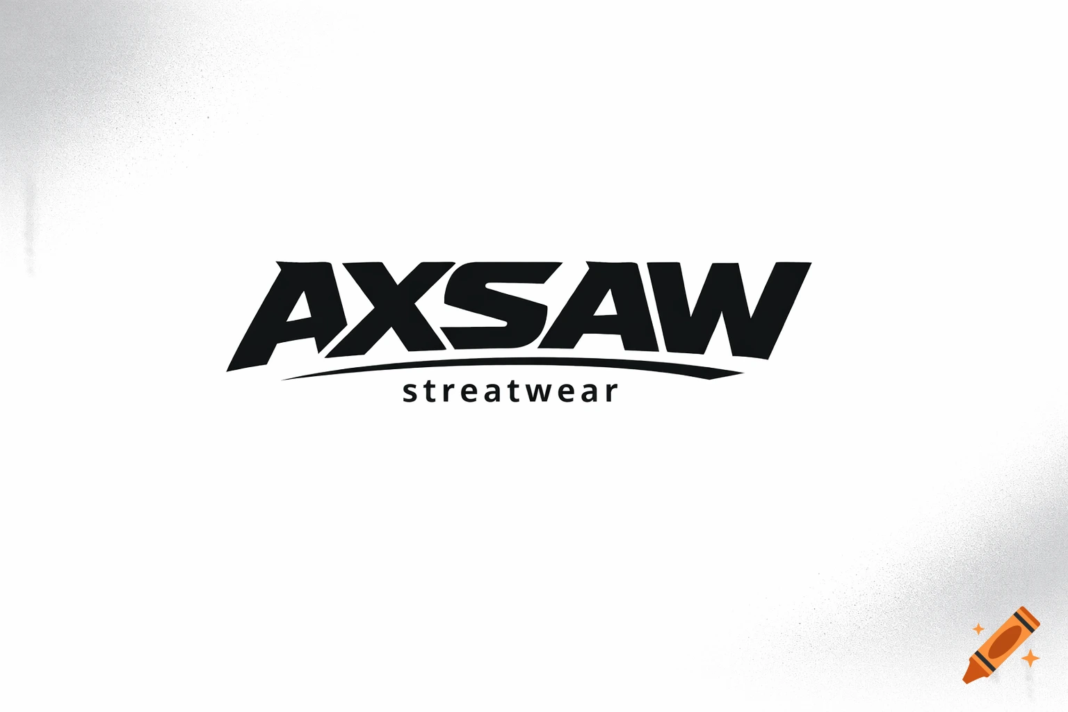 Black "AXSAW streatwear" logo with an underline and subtle gray spray paint effects on a white background.