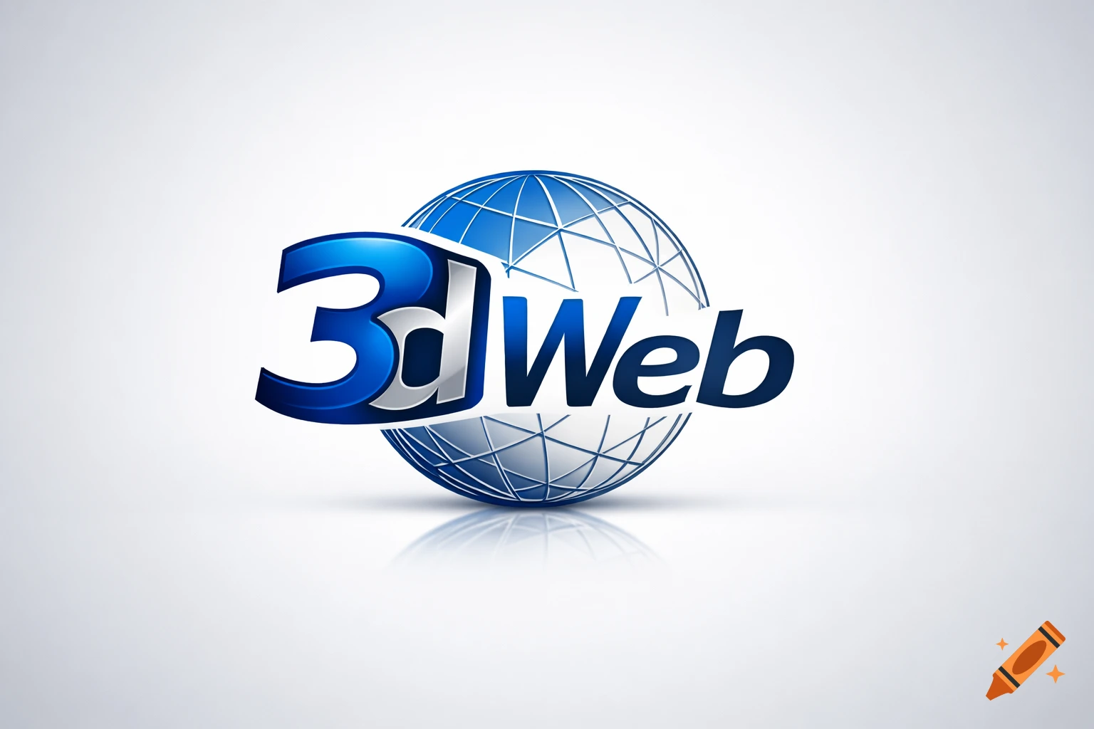 A blue and silver 3D logo for "3dWeb" featuring text in front of a wireframe globe with a reflection.