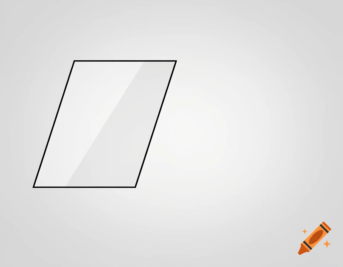 A grey and white parallelogram with a black outline on a light grey background.