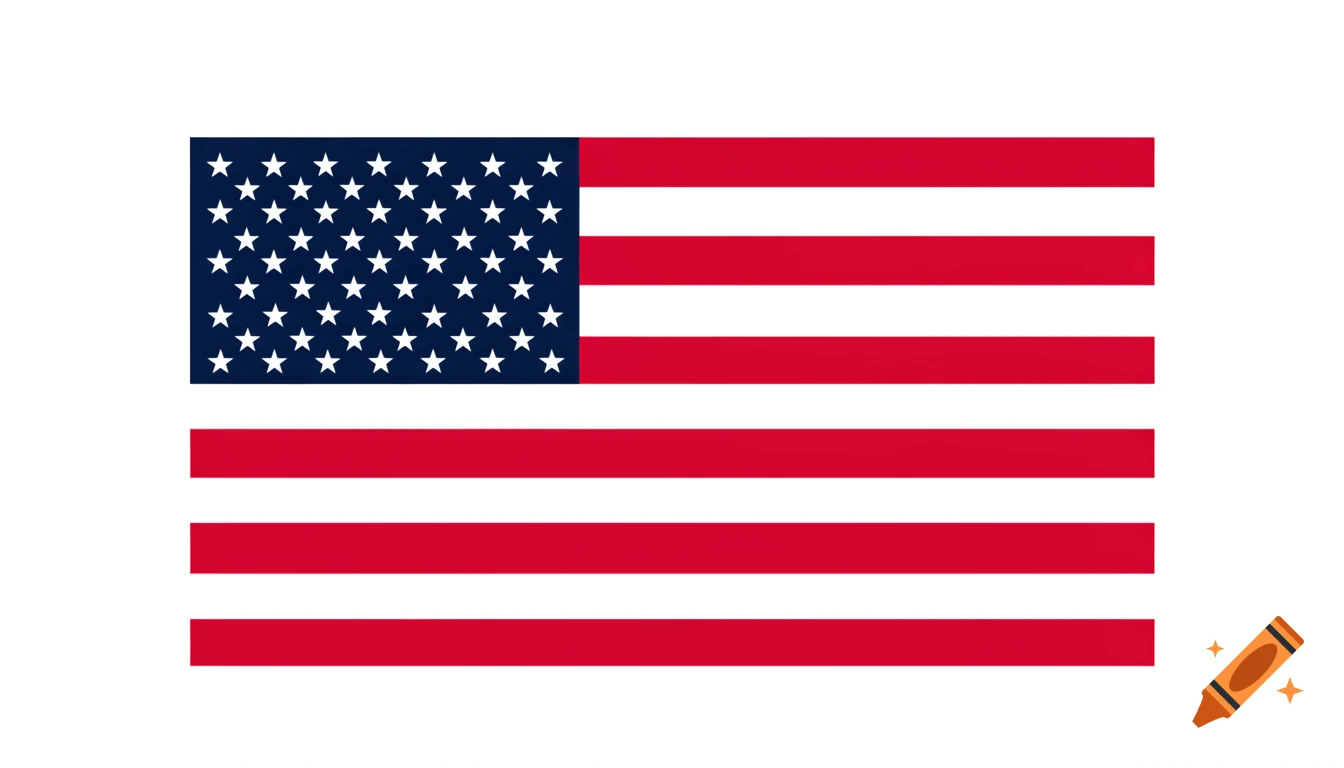 A rectangular flag of the United States, featuring 50 white stars on a blue canton and 13 alternating red and white stripes.