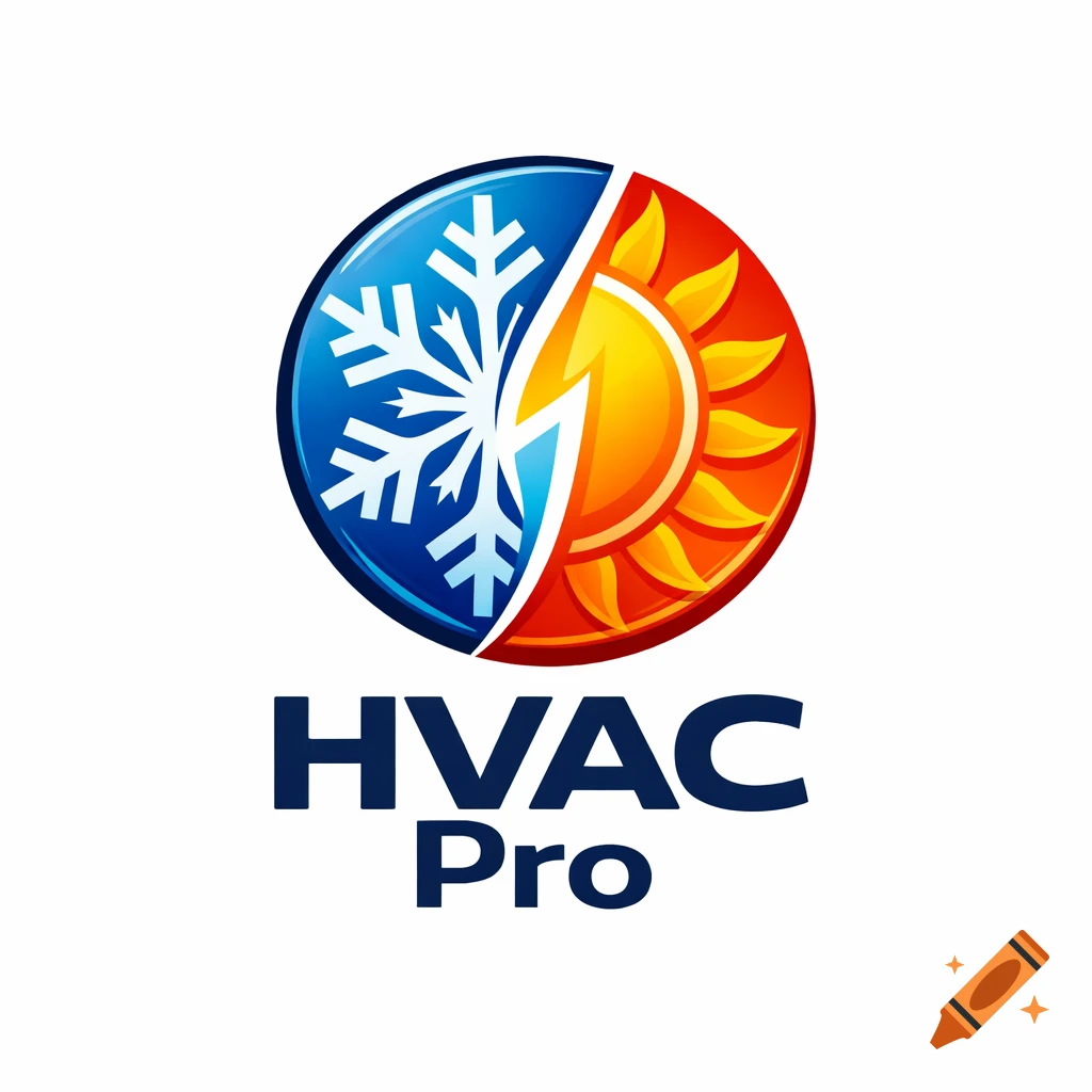 A circular logo showing a blue snowflake on one side and an orange sun on the other, with 'HVAC Pro' text underneath.