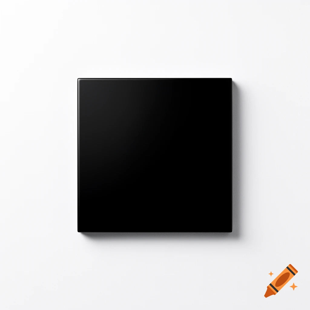 A perfectly rendered black square with a subtle shadow on a clean white background.