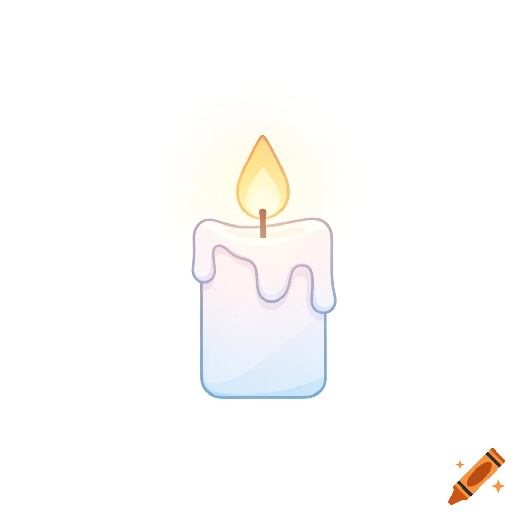 A stylized icon of a lit candle with a blue and pink gradient on a white background.