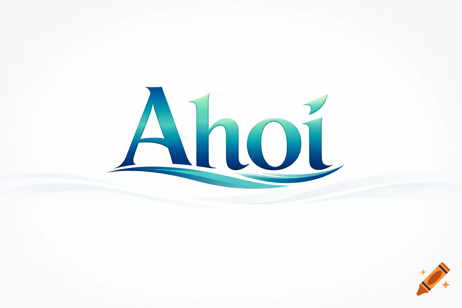 A stylized blue and teal gradient logo with the word Ahoi above several flowing wave lines.