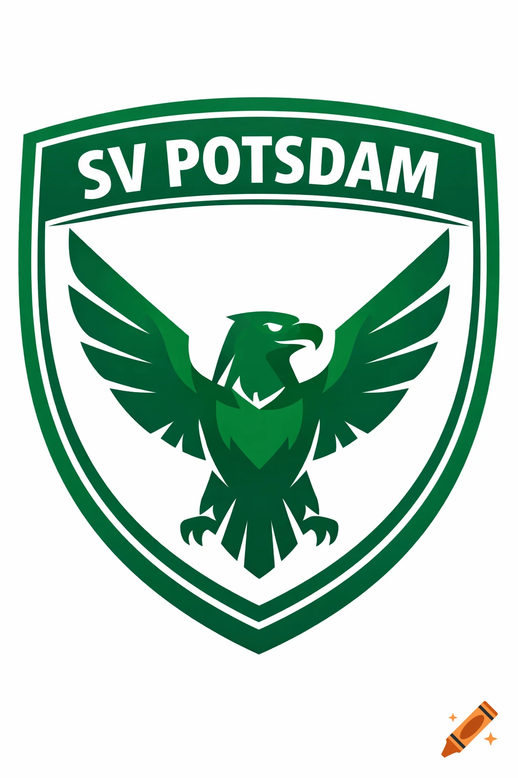 Green and white logo for SV Potsdam featuring a stylized eagle with outstretched wings inside a shield.