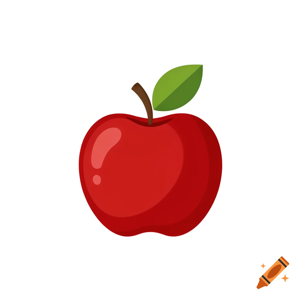 A red apple emoji with a brown stem and green leaf on a white background.