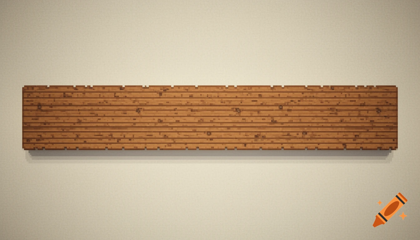 A long, horizontally oriented wood plank rendered in pixel art style, set against a plain light background.