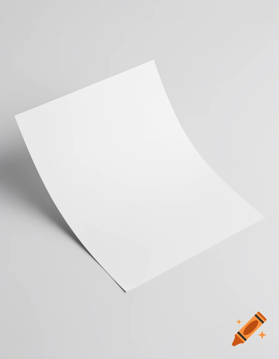 A white sheet of A4 paper, slightly curved, floating on a light gray background, presented as a clean print preview.