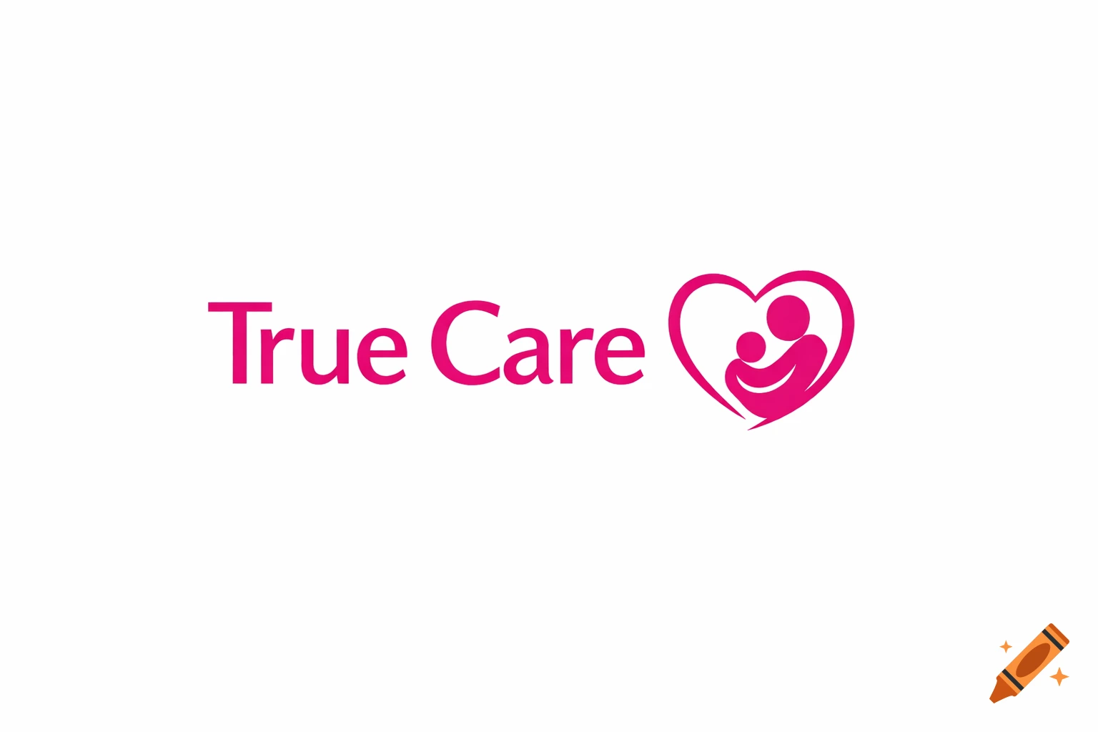 Pink 'True Care' logo with a heart symbol containing two abstract figures embracing, all on a white background.
