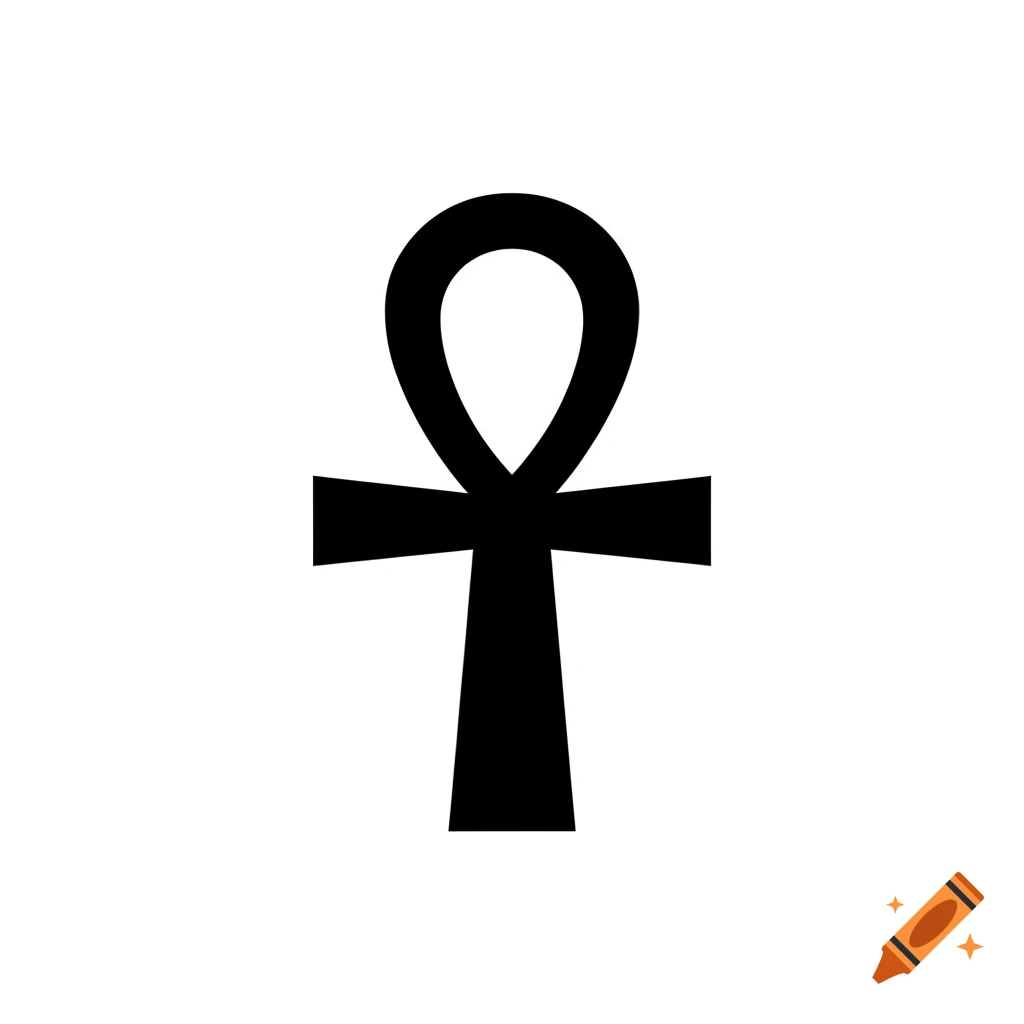 A black ankh symbol on a white background.