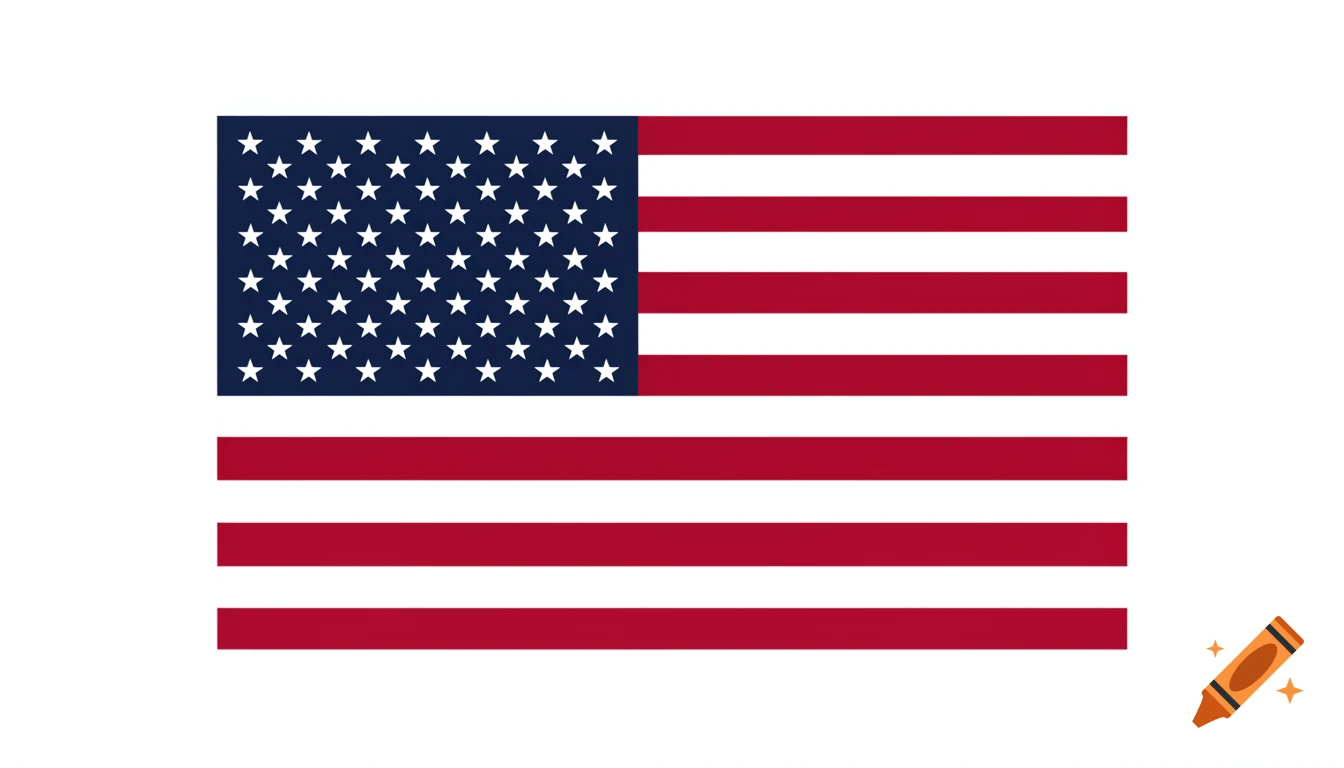 The flag of the United States of America, with 50 white stars on a blue canton and 13 red and white stripes.