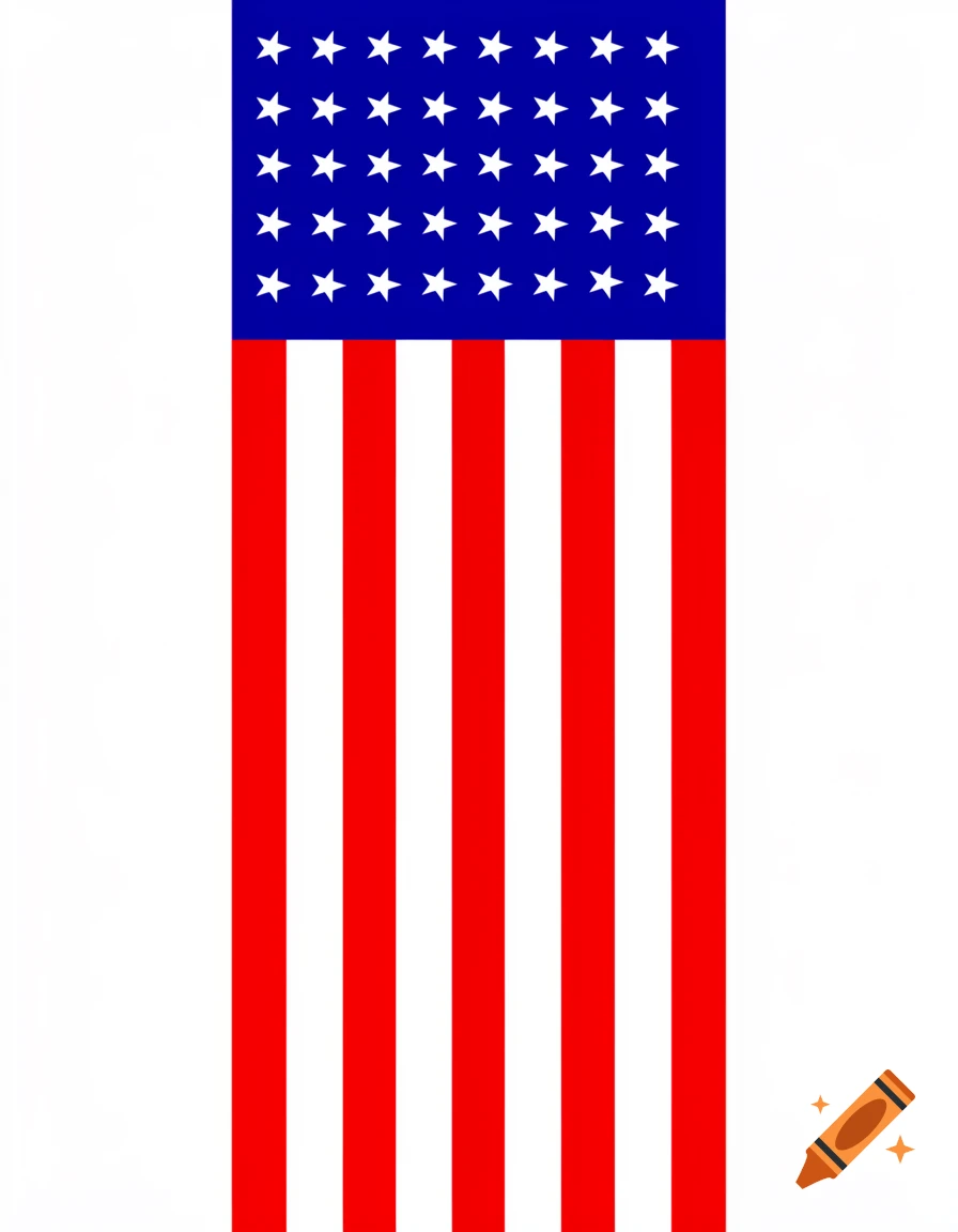 A vertical American flag featuring a blue canton with 48 white stars over alternating red and white vertical stripes.