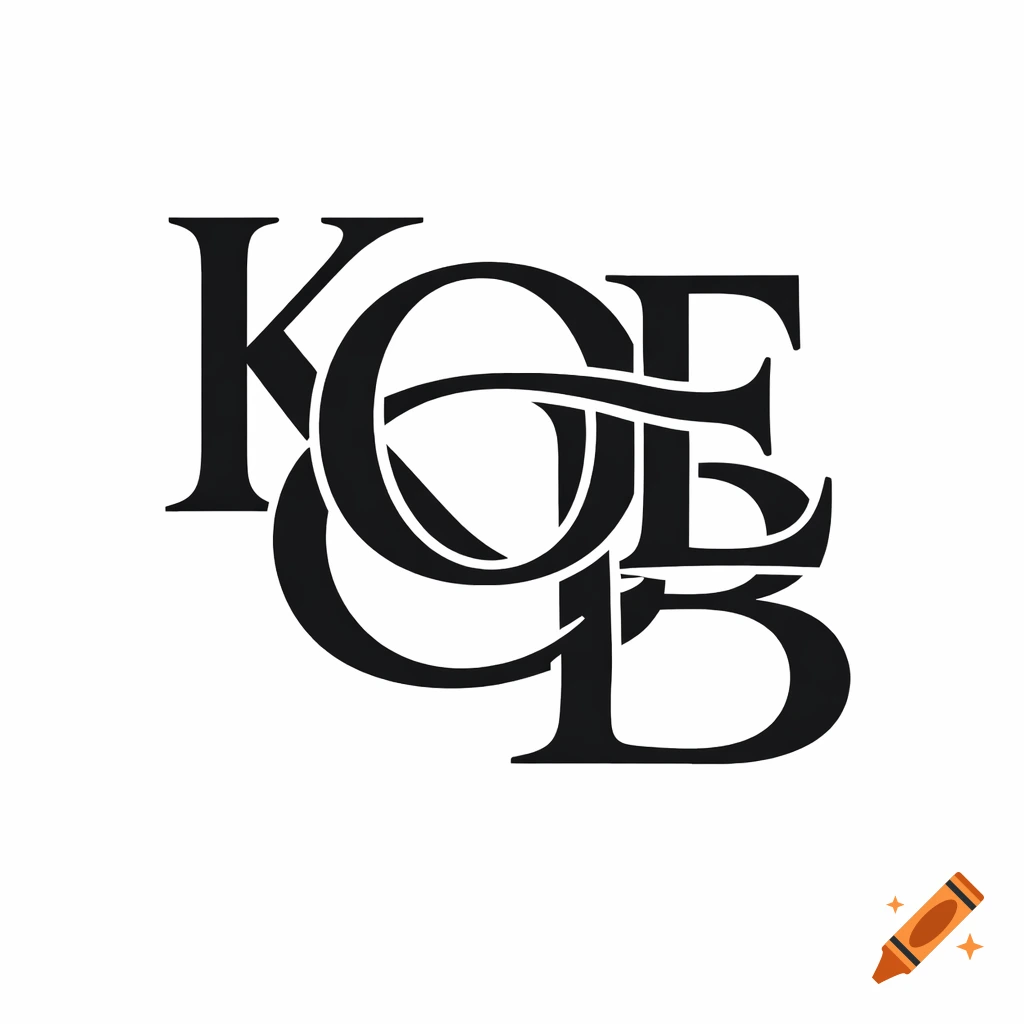 A black and white interlocking monogram logo features the letters K, O, E, and B in a vintage serif style.