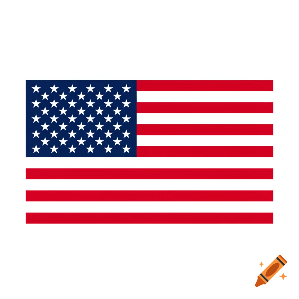The United States flag, featuring red and white stripes and a blue canton with fifty white stars.