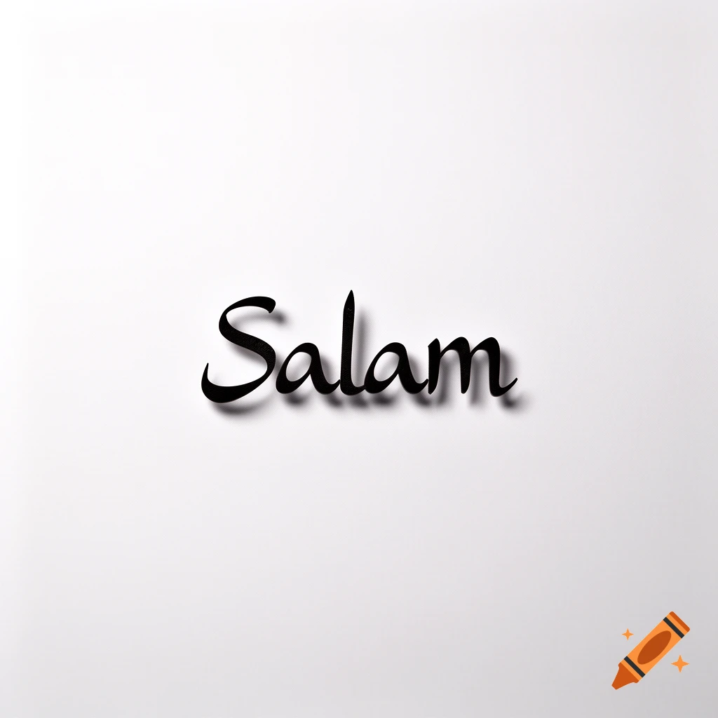 The word "Salam" written in black cursive script with a subtle shadow on a white background.