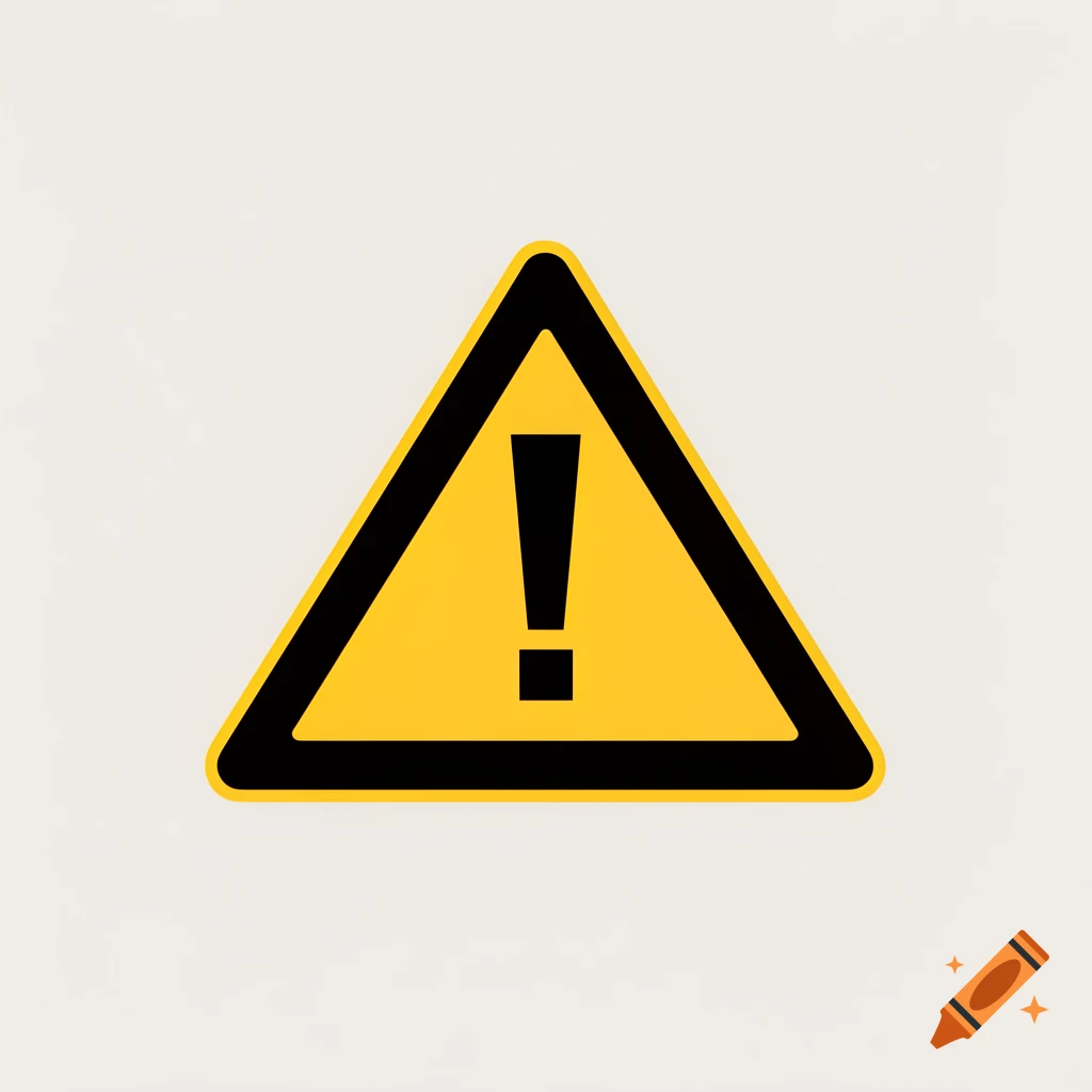 A yellow warning sign with a thick black border and a black exclamation mark in the center, set against a plain light background.