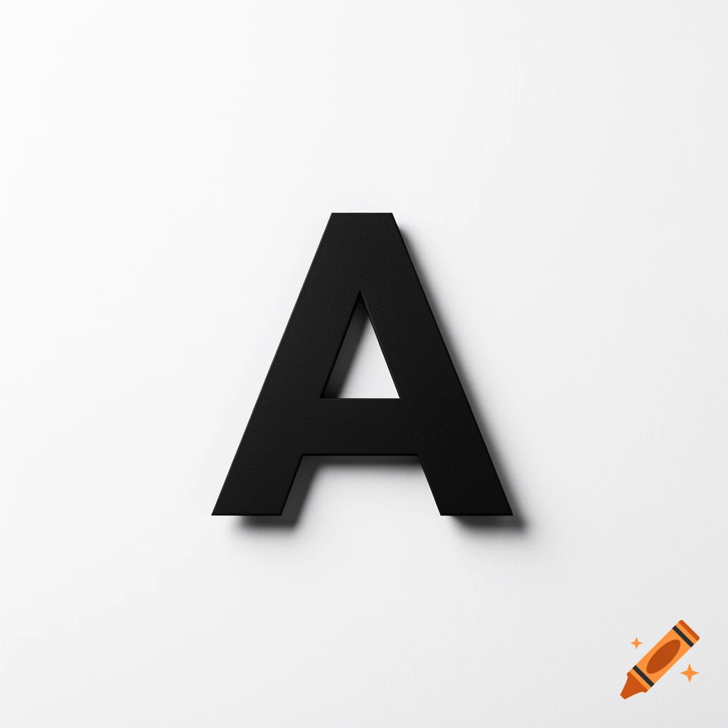A black capital letter A with a shadow on a white background, in a minimal style.