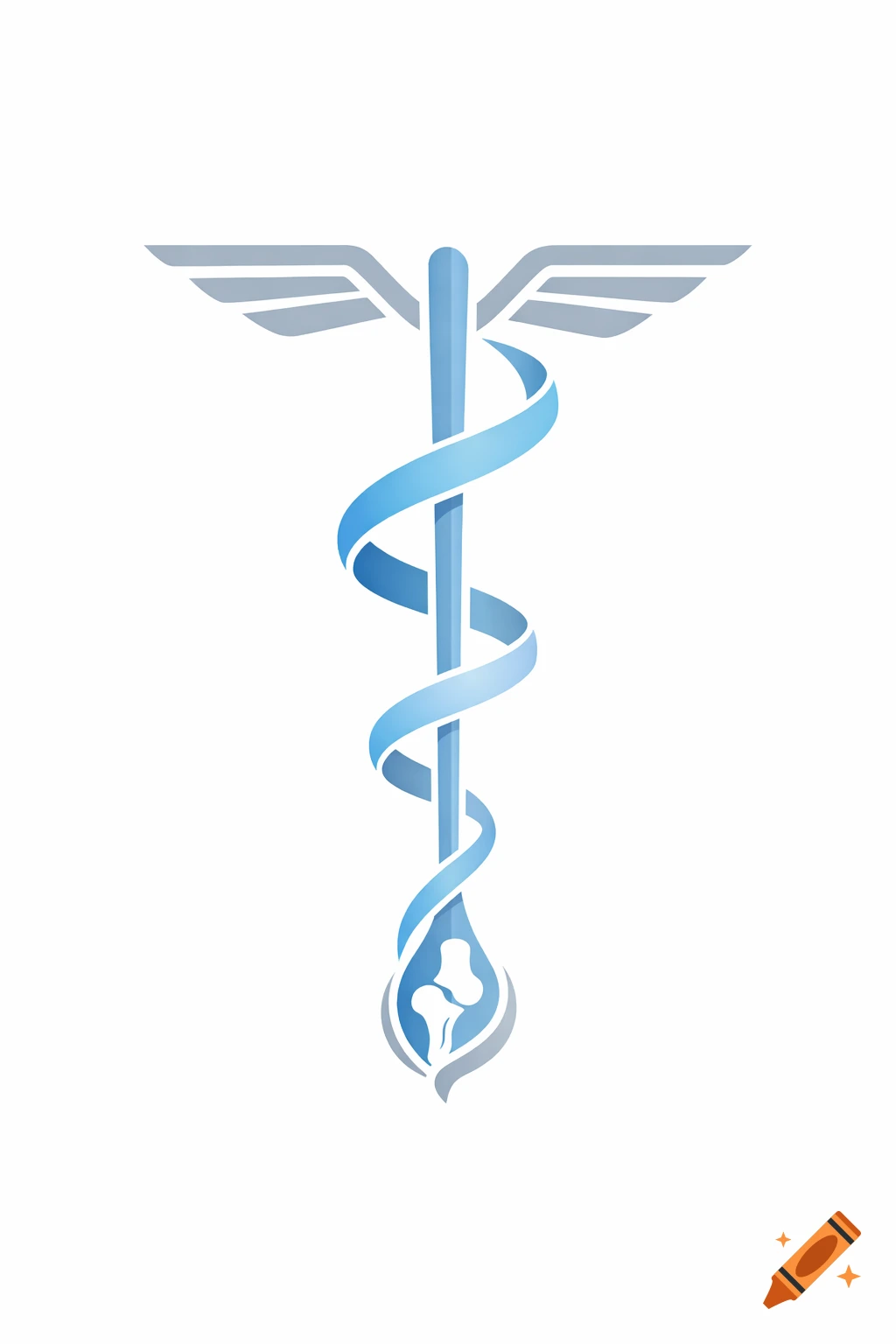 A stylized blue and grey caduceus medical symbol with orthopedic bone elements at its base.