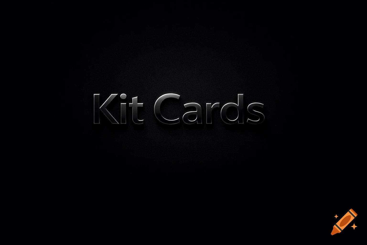 Metallic embossed text 'Kit Cards' on a dark, subtly textured black background.