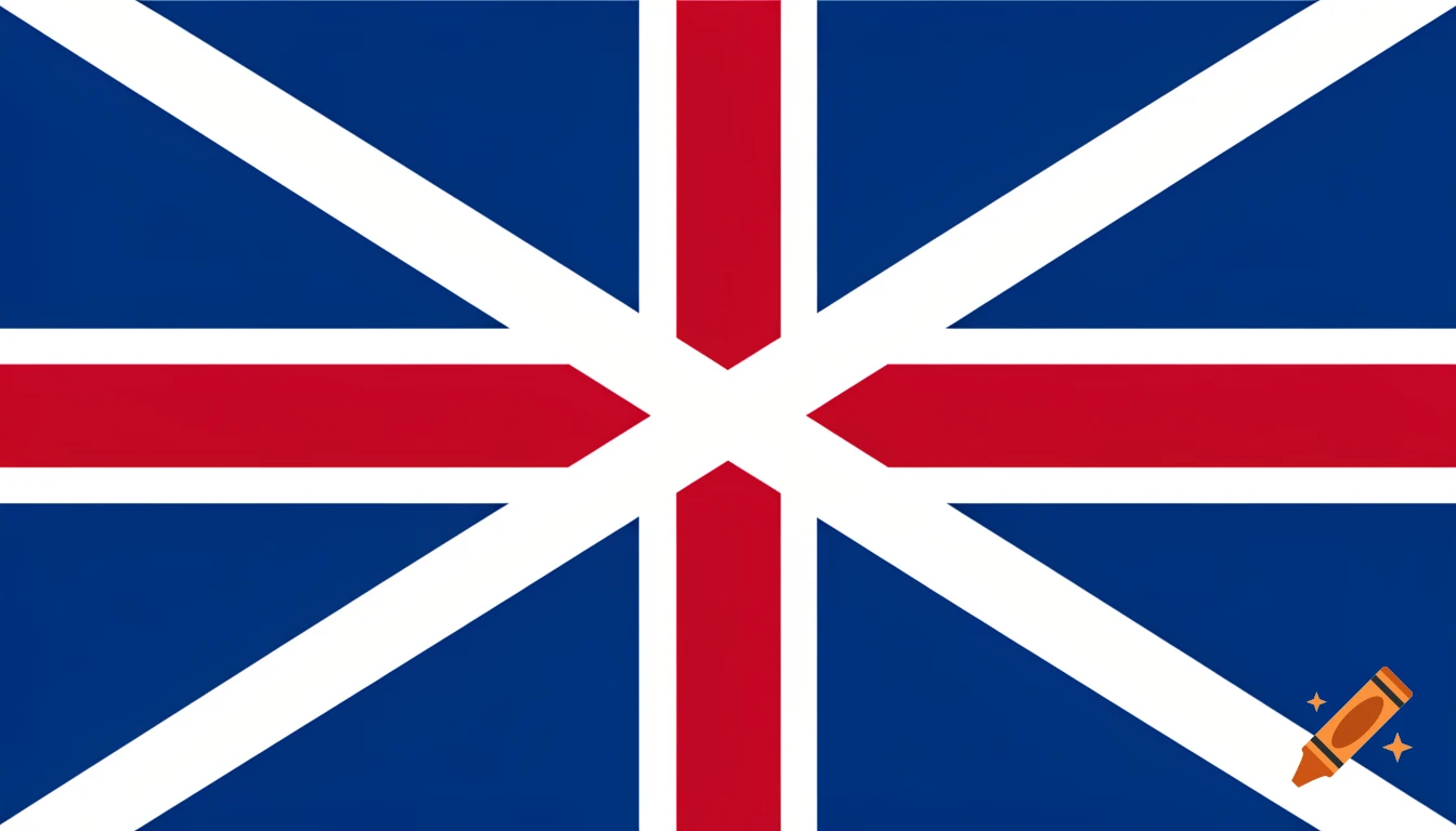 A flag with a blue background, featuring a white diagonal cross and a prominent red vertical and horizontal cross.