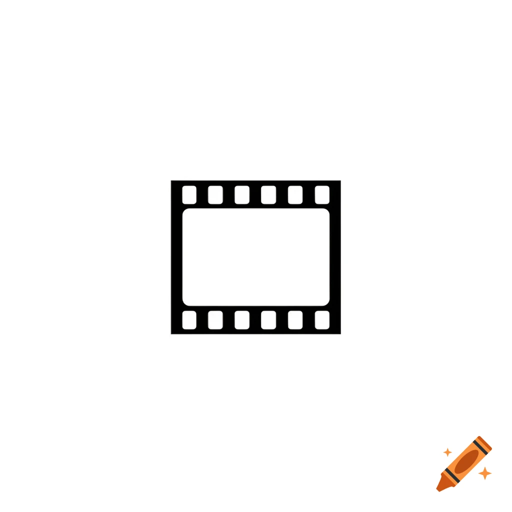 A simple black film strip icon with a white rectangular frame in the center.