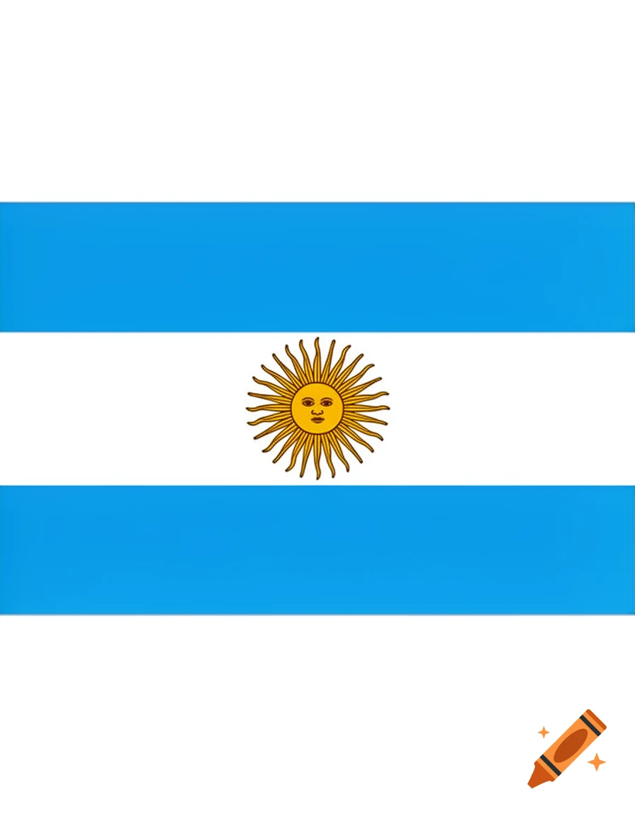 The national flag of Argentina, featuring three horizontal stripes of light blue, white, and light blue, with a yellow 'Sun of May' emblem in the center.