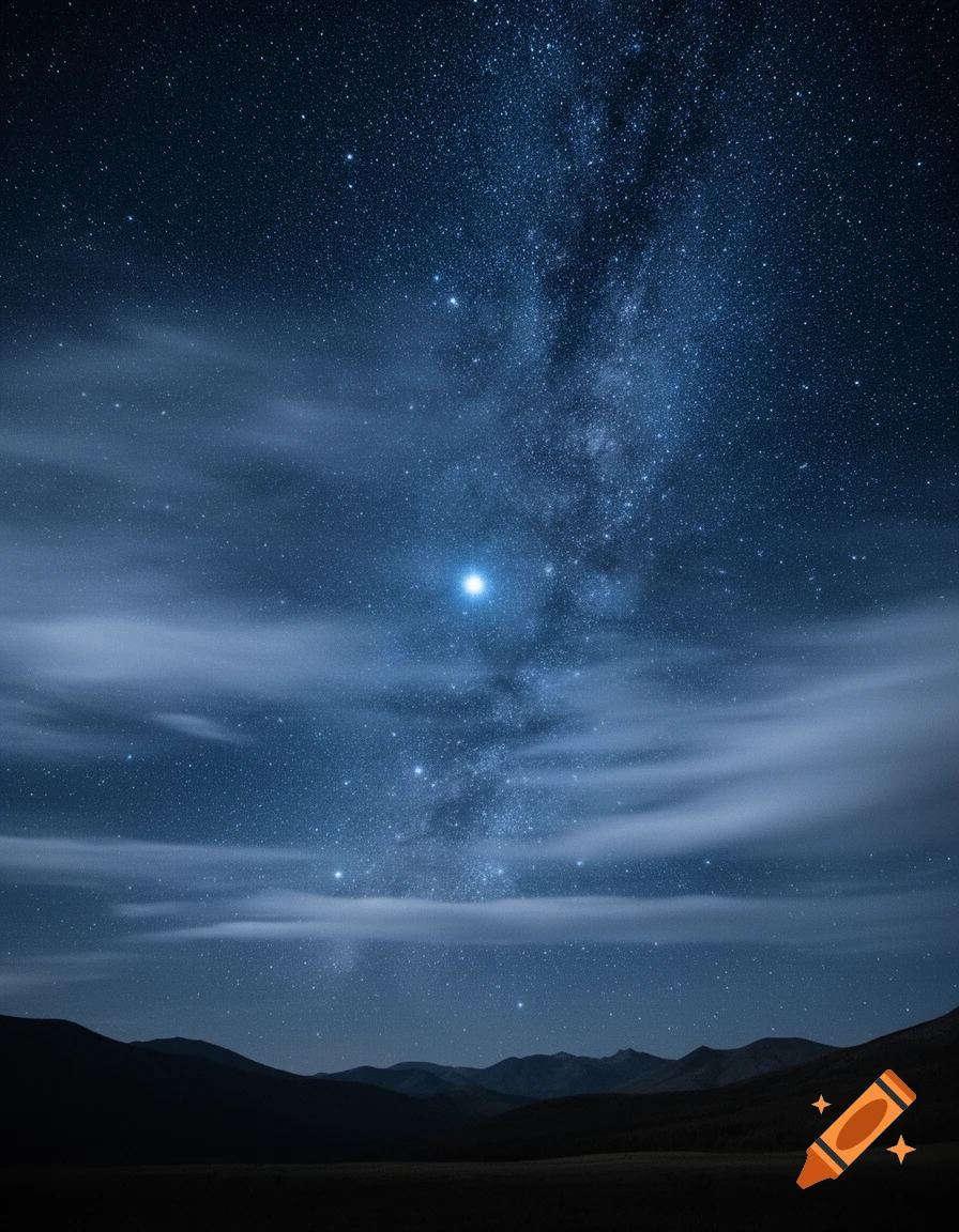 A dark blue night sky filled with countless stars and the Milky Way ...