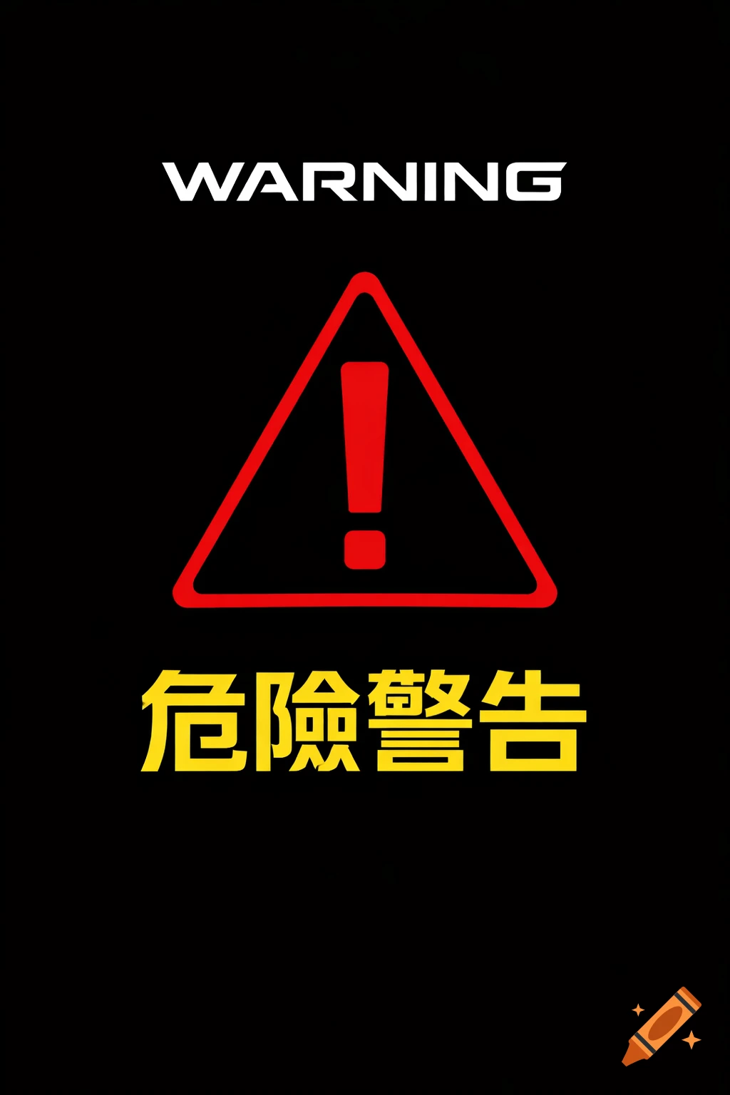 A black background with a red warning triangle icon, white "WARNING" text above, and yellow Chinese characters below, in a tech style.