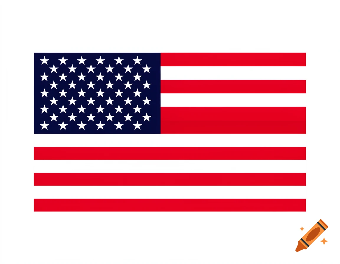 The flag of the United States of America with 50 white stars on a blue canton and 13 alternating red and white stripes.