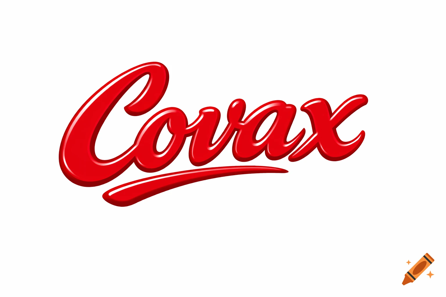 Red glossy 3D-style 'Covax' logo in a script font.