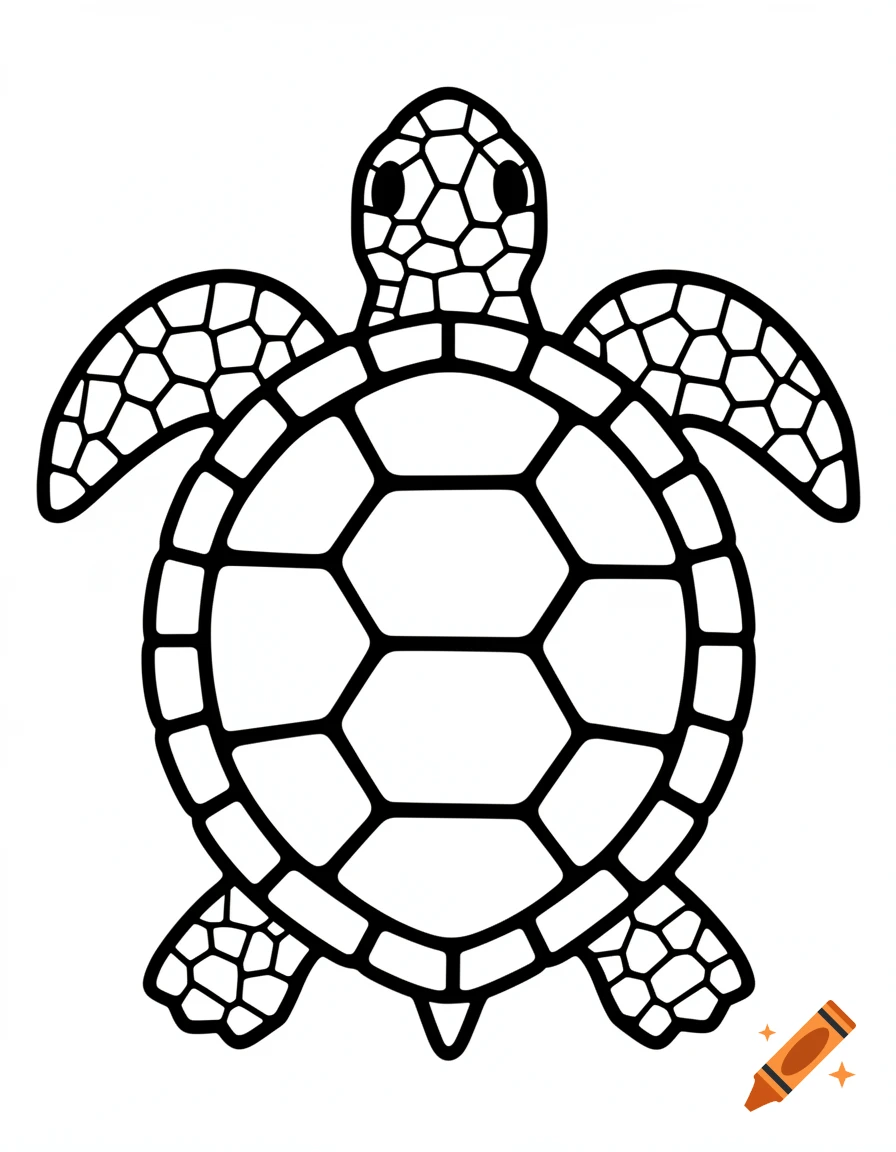 Black and white mosaic-style line art of a sea turtle, suitable as a template.