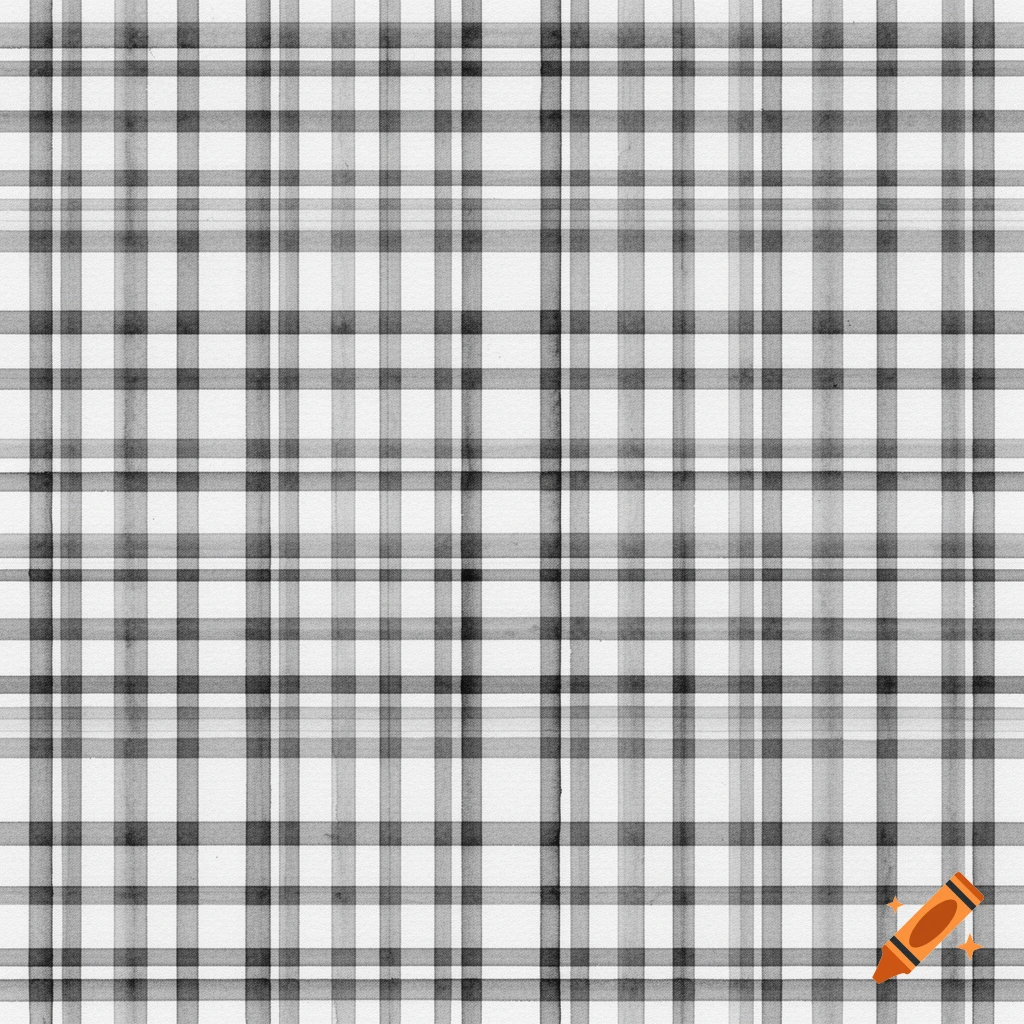 A seamless black and white watercolor plaid pattern.