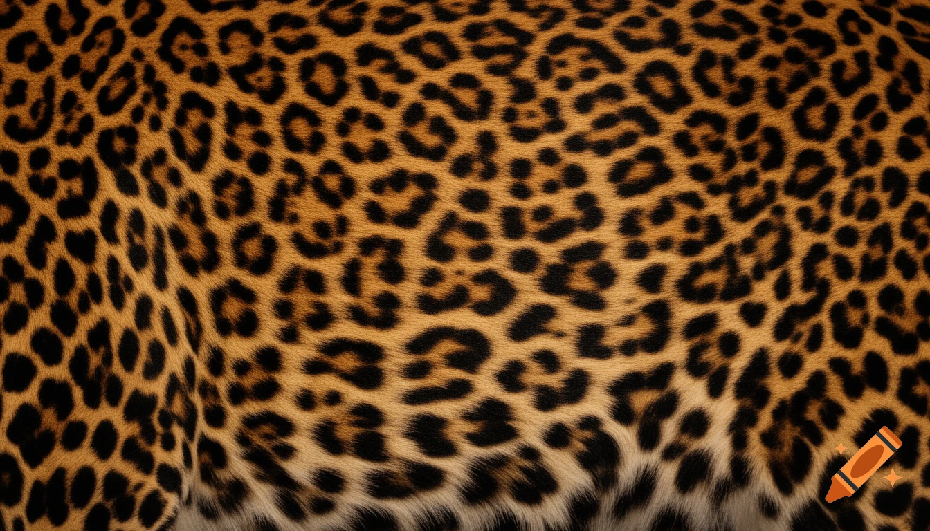 Close-up of a vibrant leopard print pattern with tan, brown, and black spots on textured fur.