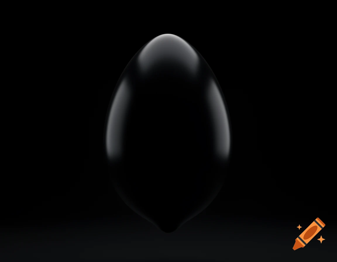 A sleek, obsidian-black, egg-shaped object with subtle reflections ...