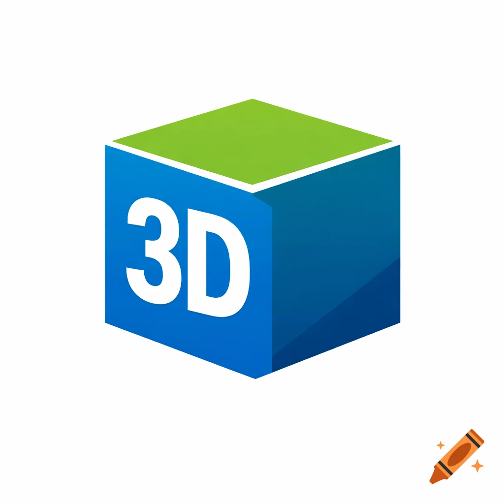 A blue and green 3D cube with white '3D' text on its front face, on a white background.