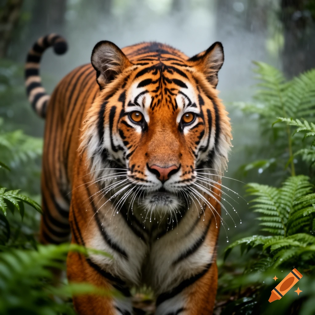 Http Tiger Photorealistic close-up of a majestic tiger with orange fur and black ...