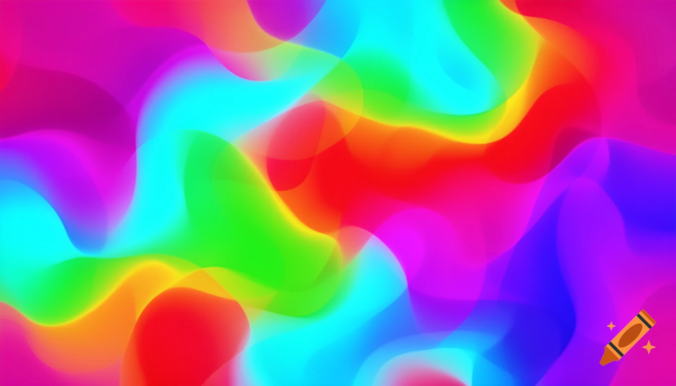 An abstract background with flowing, swirling shapes in vibrant neon colors like magenta, cyan, green, red, orange, and blue violet.