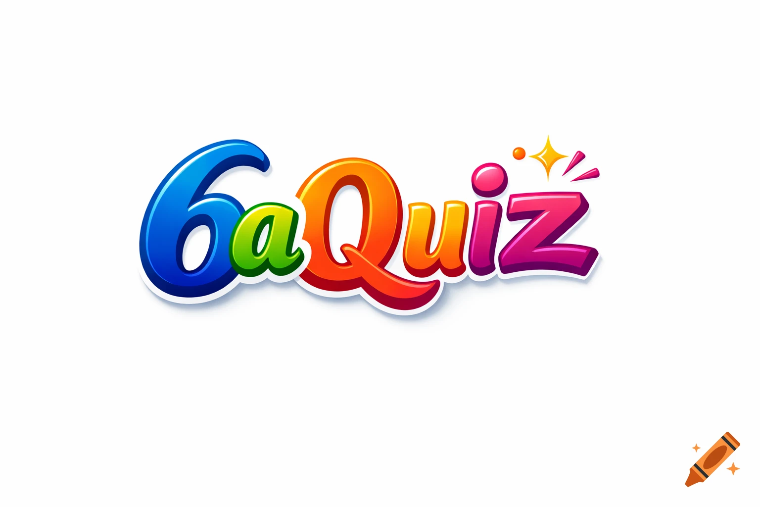 Colorful 3D-style logo displaying '6a Quiz' in bold, shiny letters on a white background.